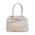 Sac fourre-tout plissé beige minimaliste avec boucles argentées et poignées en cuir - Grand / Gris