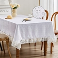 Modern wit waterdicht tafelkleed met blad-jacquard en brede kanten randen voor eettafels - 140*100cm / Witte Tak Jacquard