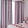 Pink and gray double-layer rainbow curtains with hollow star pattern for kids room - 100*130cm / Pink Gray