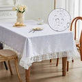 Wit rechthoekig waterdicht tafelkleed met geometrisch patroon en kant - 140*100cm / Wit Ruitjes Jacquard