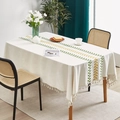 Tovaglia nordica in cotone e lino con ricamo di foglie e nappe decorative per sala da pranzo - 150*100cm