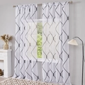 Modern white sheer curtains with gray geometric wave patterns for home living room decor - 100x130cm / White