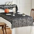 Halloween set van zwarte kanten tafelkleed en schoorsteenmantelsjaal met spinnenweb - 100x100 / Zwart