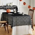 Halloween zwarte kanten tafelkleed en schoorsteenmantel set met spinnenweb en vleermuizen - 100*100cm / Zwart (Spookhand)
