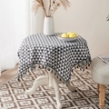 Nordische Tischdecke aus Baumwollleinen mit Dreieckmuster und grauen Quasten Deko - 60*60cm / Graues Dreieck