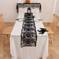 Halloween black lace table runner and spider web fireplace scarf decor set - 30*45 / Black Skull