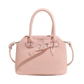 Pink retro shell tote bag with vertical textured stripes and adjustable strap - Small / Pink