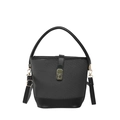 Bolso cubo retro negro con textura tejida, cierre metálico y correa desmontable - Negro