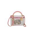 Pink crossbody box bag with sparkling crystal elephant motif and metal chain strap - Gray
