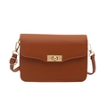 Petit sac carré vintage marron caramel pour femme avec fermoir rotatif doré élégant - Marron