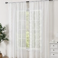 Set of two white French lace sheer curtains with floral patterns for rod pockets - 140*145 / White