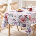 Waterproof dining tablecloth with pink and purple floral flamingo style patterns - Purple Pink Lotus