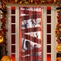 Halloween door curtain with bloody handprints and beware text for spooky home decoration - Ghost Hand Phantom