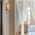 White floral lace curtain with wavy edges and embroidery for an elegant living room style - 140*220cm / White Korean Style