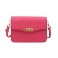 Hot pink small square crossbody bag featuring matte leather and golden twist lock - Rose Pink