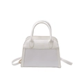 White contrast crossbody bag with woven texture and Fashion & Bags text on white background - White