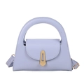 Minimalist lilac semi-circle handbag with gold lock and adjustable crossbody strap - Blue