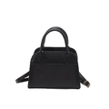 Chic black shell-shaped handbag with dual handles and gold-toned fashion hardware - Black