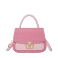 Pink crossbody bag with red and white striped canvas and gold CD logo buckle - Pink