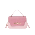 Borsa a tracolla patchwork rosa con patta strutturata e fibbia in metallo oro - Rosa