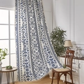 Classic blue floral curtains with damask patterns and tassels in a cozy home setting - 150*100cm / Blue White Print