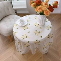 Bestickte Spitze Tischdecke mit weißen Netz und gelben Blumen für Wohndekoration - 130x260cm / Gelbe Blumenstickerei