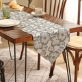 Elegant off-white table runner featuring large black floral prints and silk tassel detail - 35*120cm / Lily Grey
