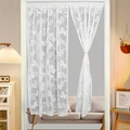 Rideau de porte en dentelle vintage française avec broderie papillon et fleur blanche - 100*100cm / Fleur de Papillon