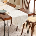 Modern light grey table runner featuring 3D wave texture and elegant tassel details - 35*120cm / Silver