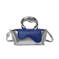 Borsa a tracolla argento e blu con manico metallico argento dalla forma astratta - Blu