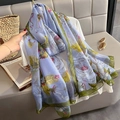 Elegante sciarpa in seta azzurra a fiori da donna come copricostume e scialle da sole - 135*190cm / Viola