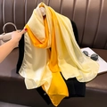 Detail of elegant yellow gradient satin scarf with smooth silk texture on dark background - 90*180cm / Beige-Yellow Gradient