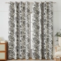 Detail of blackout floral curtains featuring white and black flower patterns in a cozy room - 140*160cm / Black Hydrangea