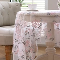 Weiße Spitzentischdecke mit rosa Blumenstickerei im eleganten amerikanischen Landhausstil - 130x260cm / Pentagon Blumenstickerei