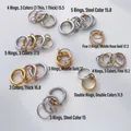 Flat lay of multi-link rings in gold, rose gold and silver finishes on white background - US 6 / Silver Multiple Linked