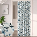Blue floral folding door curtain with white background and detailed fabric texture - 100*200 / Ink Plum Blossom Print Folding Door Curtain
