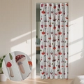 Foldable room divider curtain with colorful mushroom prints and metal grommet top - Mushroom Print