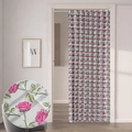 Light gray folding door curtain with pink rose pattern and silver metal grommets - 100*200 / Rose Print