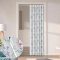 Lace wave edge floral semi-sheer curtain with purple flowers and telescopic rod - 100*200 / Lavender Print