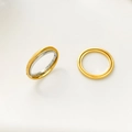 Detail view showing dual-tone nesting design and minimalist gold ring on white background - US 6 / Double Layer 360 Degree Rotatable Style / Gold