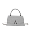 Mini borsa a tracolla argento glitterata per bambine con fibbia A e catena - Argento