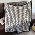 Detail of silk-texture square scarf with black and white repeating B logo pattern - 90*90cm / White