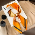 Schickes quadratisches Kunstseidentuch mit geometrischen Streifen in Orange und Braun - 70*70cm / Orange