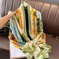 Sciarpa di seta con stampa equestre retrò da donna, elegante scialle estivo da spiaggia - 90*180cm / Verde