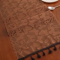 Modern terracotta lace table runner with hollow butterfly pattern and elegant fringe - 35x91cm / Terracotta (Butterfly 2)