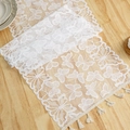 Modern white hollow knit table runner with butterfly lace patterns and cotton tassels - Butterfly White 2 / 35*91