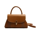 Sac à main marron minimaliste avec détails tissés et fermoir en métal pour femmes chic - Marron