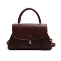 Elegant deep red crossbody bag with matte leather finish and gold buckle detail - Burgundy