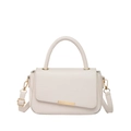 Borsa beige chic con patta asimmetrica e dettagli in metallo dorato di tendenza - Bianco (3167)