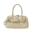 Bolso de mano beige con forma de concha, hebilla decorativa y correa de hombro ajustable - Amarillo